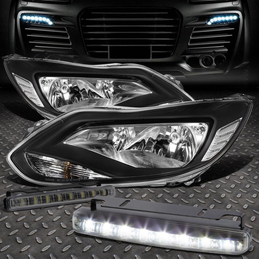 USフォグライト BLACK HEADLIGHT + CLEA \u003cwbr\u003e \u003c/ wbr\u003e Rコーナー信号+ 12-14フォードフォーカス用LED S