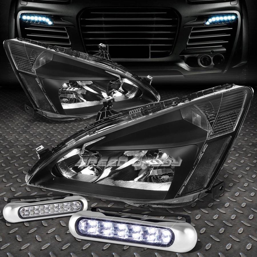 USフォグライト BLACK HOUSING HEADLIGHT + CLEA \u003cwbr\u003e \u003c/ wbr\u003e R隅っこ+ 03-07手風琴用L 自動車-車、バイク、自転車