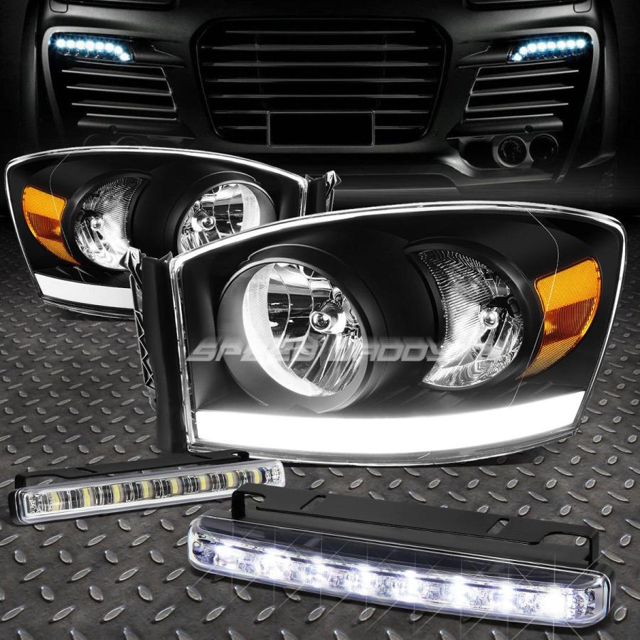 USフォグライト BLACK HEADLIGHT + AMBE <wbr> </ wbr> Rコーナー+ DRL + 06-08ドッジRAMのための8