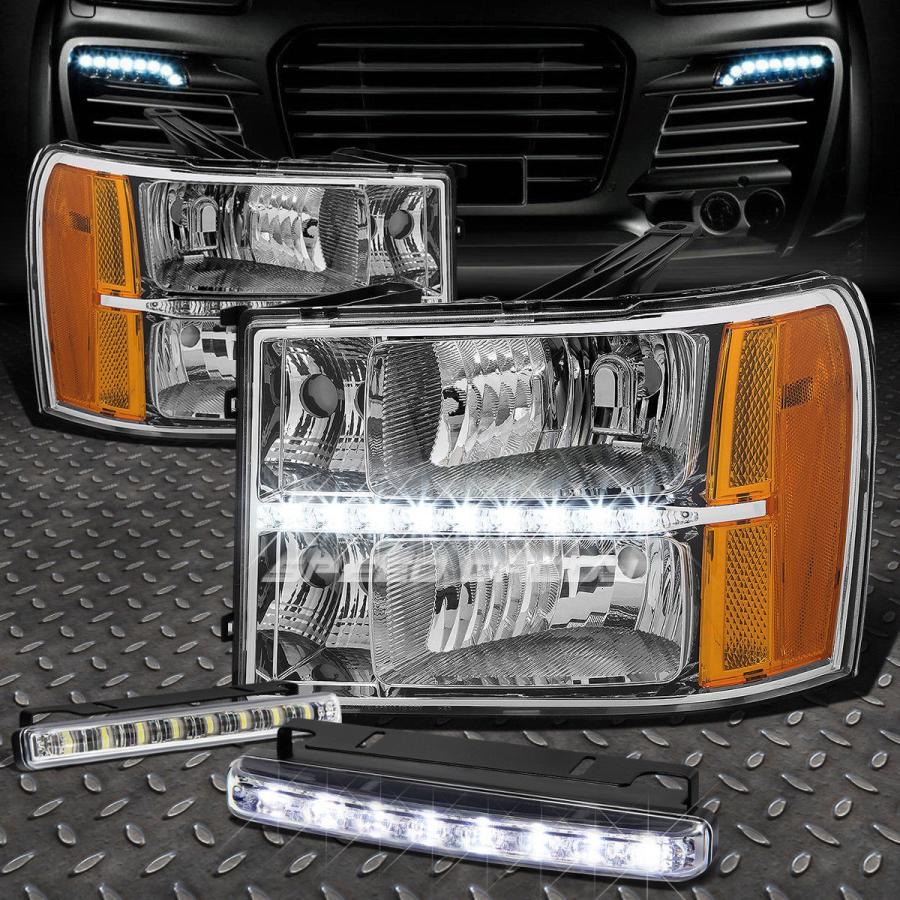 USフォグライト CHROME LENS LEDヘッドライト+アンバー<wbr> </ wbr> Rコーナー+ 07-14 GMT900用8 LEDグ