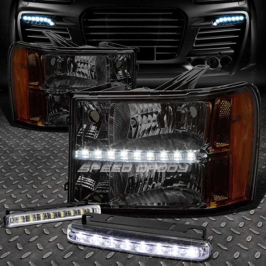 USフォグライト SMOKED LENS LEDヘッドライト+アンバー<wbr> </ wbr> Rコーナー+ 07-14 GMT900用8 LEDグ