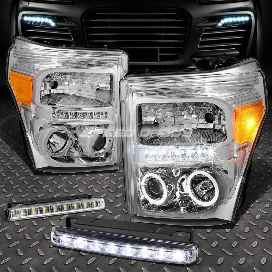 USフォグライト CHROME HOUSING LEDハローヘッドライト+ 11-16スーパーライト用8 LEDグリルフォグライト CHROME HO