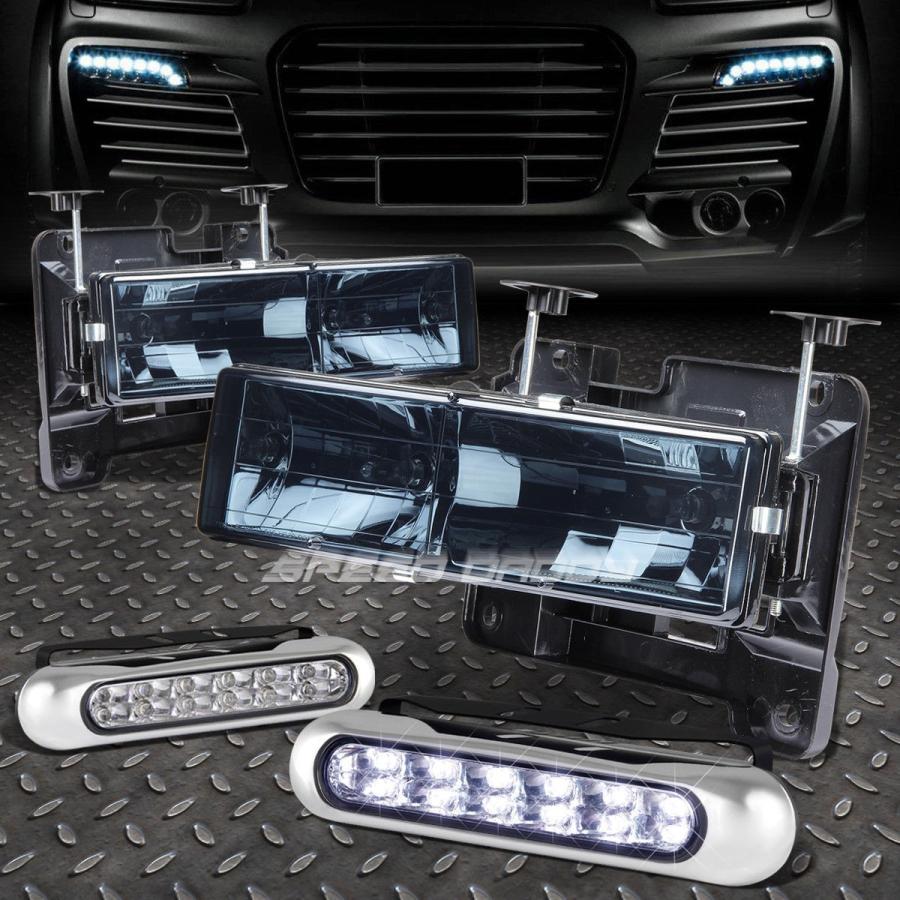 USフォグライト SMEKED LENS HEADLIGHT + BULB \u003cwbr\u003e \u003c/ wbr\u003e 88-98 GMC / CHEVY C / K