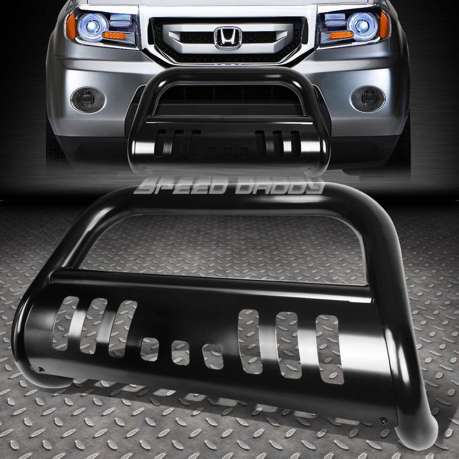 USフォグライト マットブラック3 \"BULLBAR BUMPER GRILL GUARD + LED FOGライト、ホンダパイロット/リッジライン<の画像