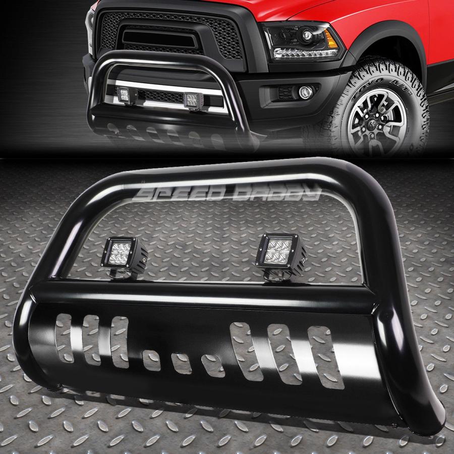 USフォグライト マットブラック3 \"BULLBAR BUMPER GRILL GUARD + 11-16 FORD SUPER DUTY用LED F