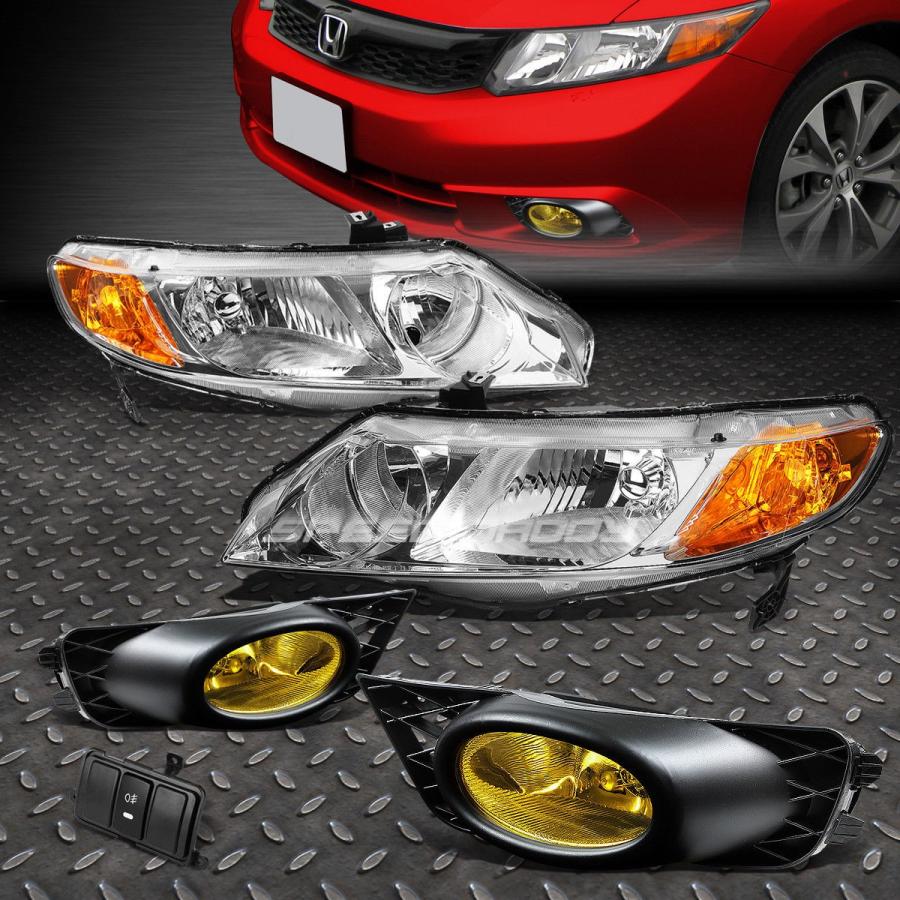 USフォグライト CHROME HEADLIGHT + AMBE \u003cwbr\u003e \u003c/ wbr\u003e Rコーナー信号+イエロー・フォグ・ライト+ 06-11
