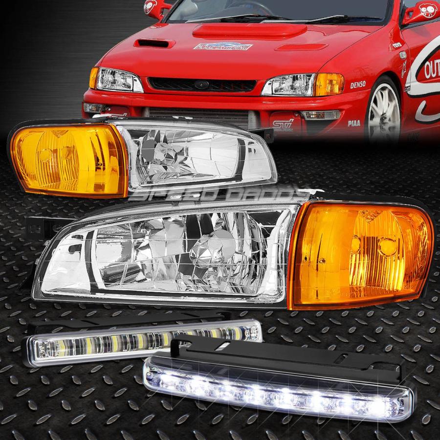 USフォグライト CHROME CLEAR HEADLIGHT + AMBE \u003cwbr\u003e \u003c/ wbr\u003e 97-01 SUBARU IMPREZA G