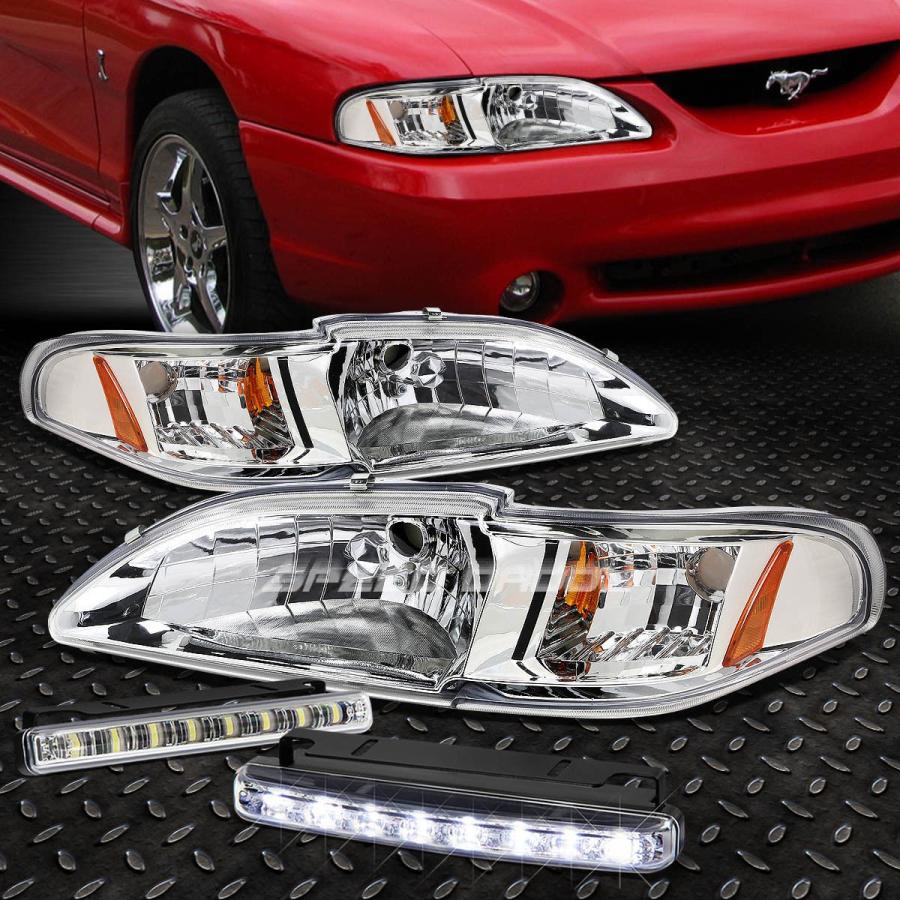 USフォグライト CHROME HOUSING CLEAR 1PC HEADLIGHT + CORN \u003cwbr\u003e 94-98 MUSTANG用ER信号
