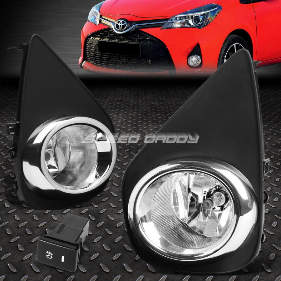 USフォグライト FOR 15-16 TOYOTA YARIS XP130 2/3 DRクロームレンズOE駆動フォグライトランプ+スイッチ FOR 1