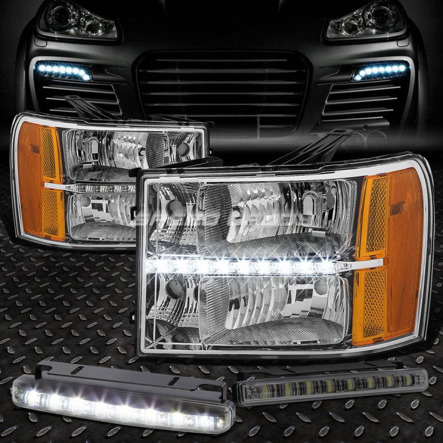 USフォグライト CHROME HOUSING HEADLIGHT + LED + <wbr> </ wbr> 07-14 GMC SIERRAのアン
