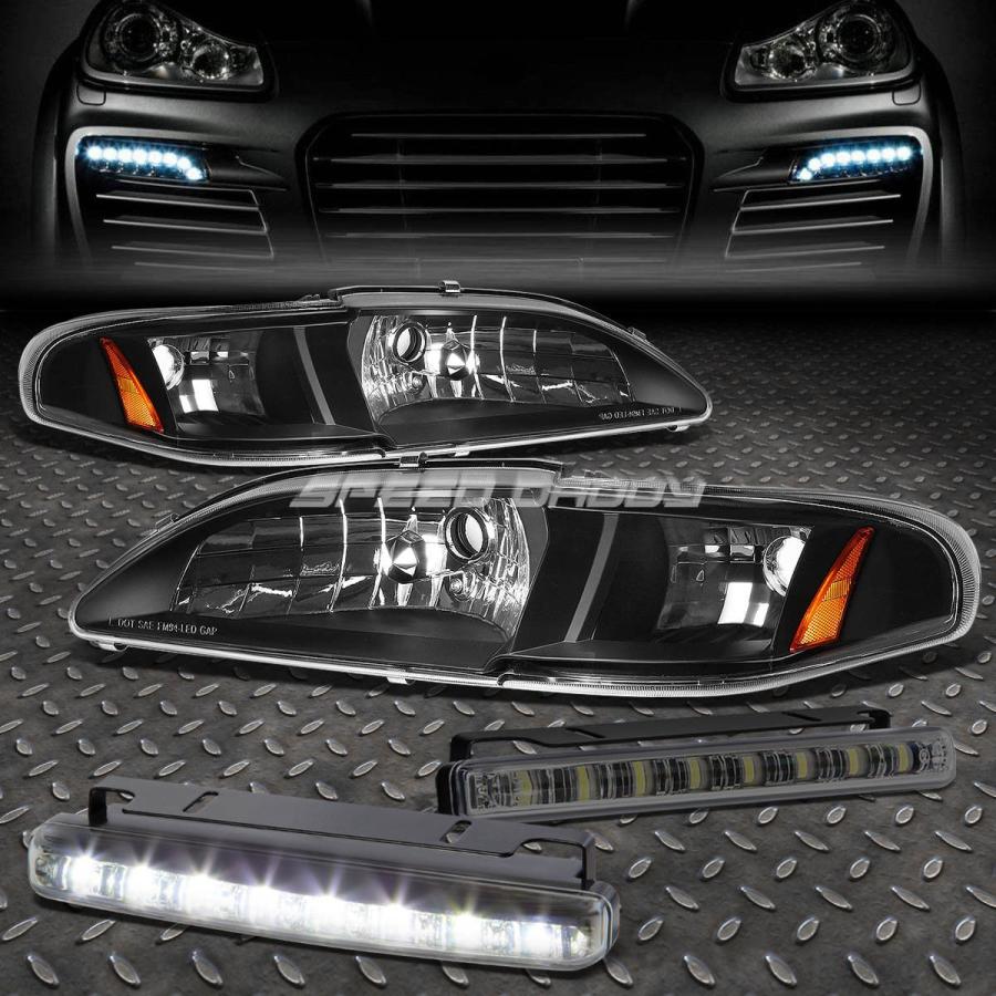 USフォグライト BLACK HOUSING CLEAR HEADLIGHT + CORN \u003cwbr\u003e 94-98 FORD MUSTANGのためのE