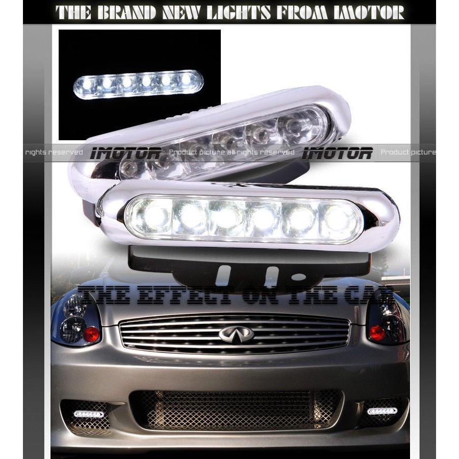USフォグライト 7000KスリムR8スタイルクロームカバー6 LED日中ランニングバンパーFOGライトランプ 7000K SLIM R8 STYLE : usdm 0133 232 : USパーツ取り扱い専門店 USDM