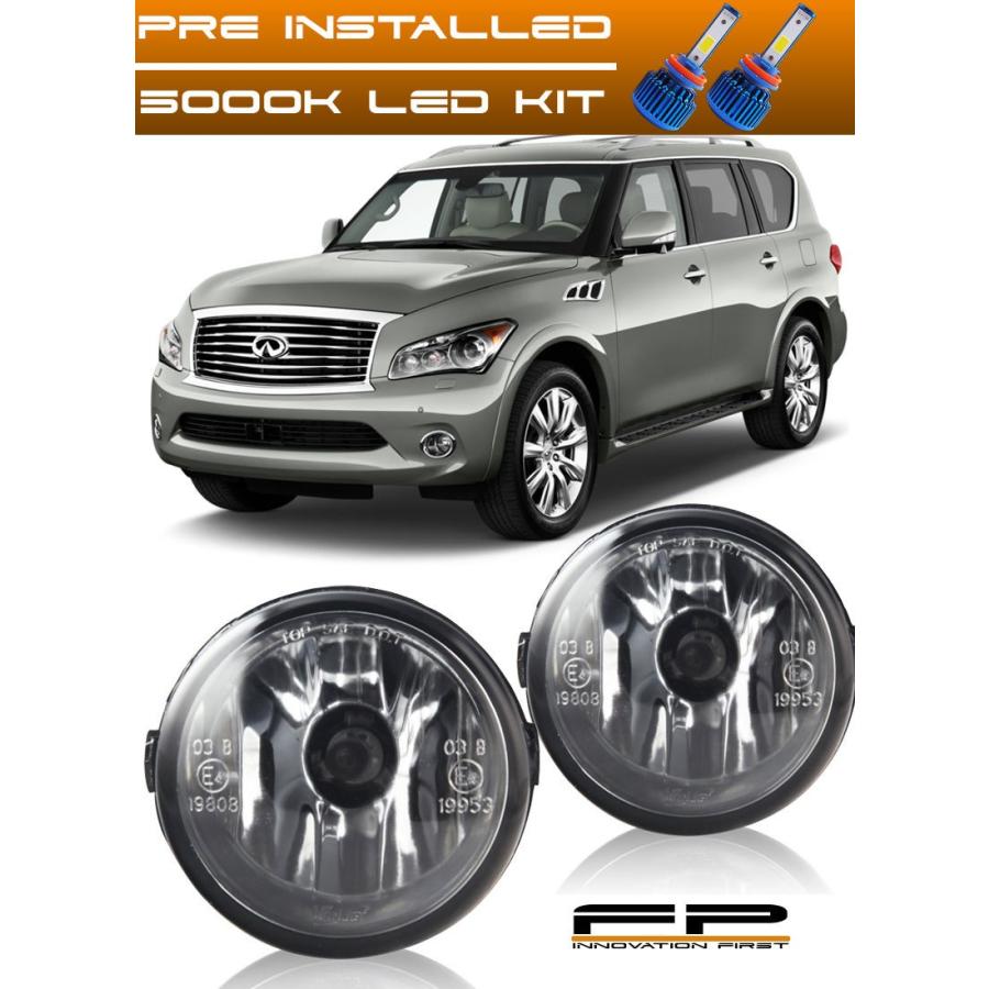 USフォグライト 2011年?2013年のインフィニットQX56クリアな置換えフォグライトハウジングアッセンブリ+ LED FOR 2011-2013