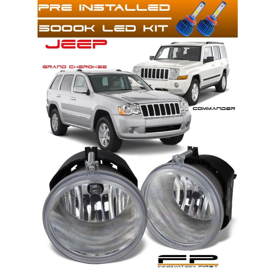 USフォグライト LED + 2005-2010ジープグランドチェロキー2006-2010コマンダー交換フォグライト LED + 2005-2010