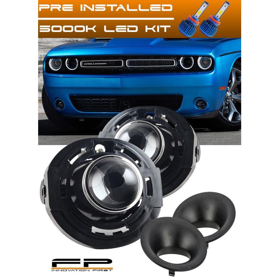 USフォグライト 2015-2017ダッジチャレンジャーLED交換用フォグライトハウジングアセンブリ+ベゼル 2015-2017 Dodge Chal