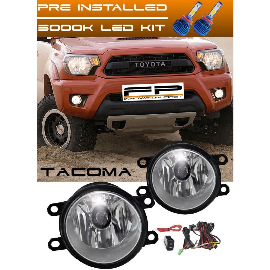 USフォグライト LED + 2012-2015トヨタタコマクリアレンズフォグライトドライビングランプ完成キット LED + 2012-2015 To