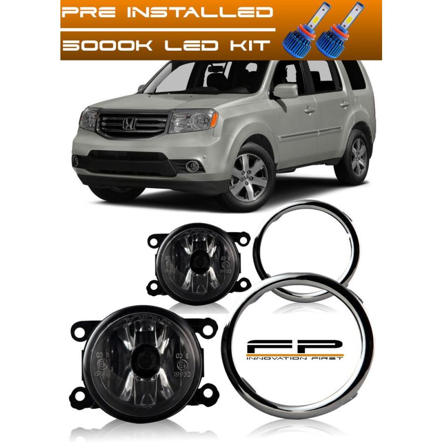 USフォグライト LED 2013 2014 2015ホンダパイロットクリアレンズクロムハウジングフォグライトコンプリートキット LED 2013 2