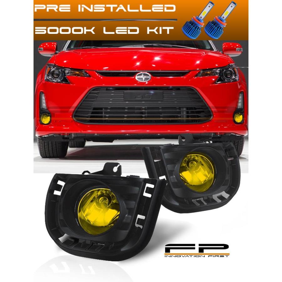USフォグライト LED + 2014-2016シオンtCイエローレンズバンパードライビングフォグライトフルキット LED + 2014-2016 S