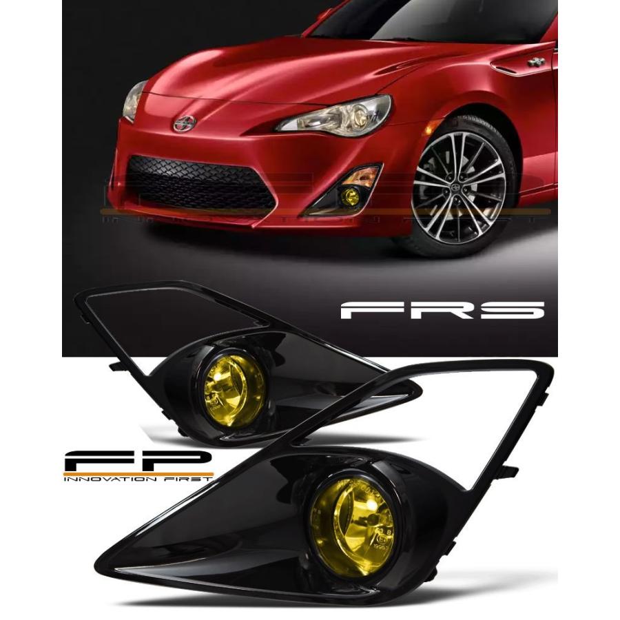 USフォグライト Scion FRSフォグライトJDMイエローグロスブラックベゼルフルコンプリートキット 2012-2016 Scion FRS Fo
