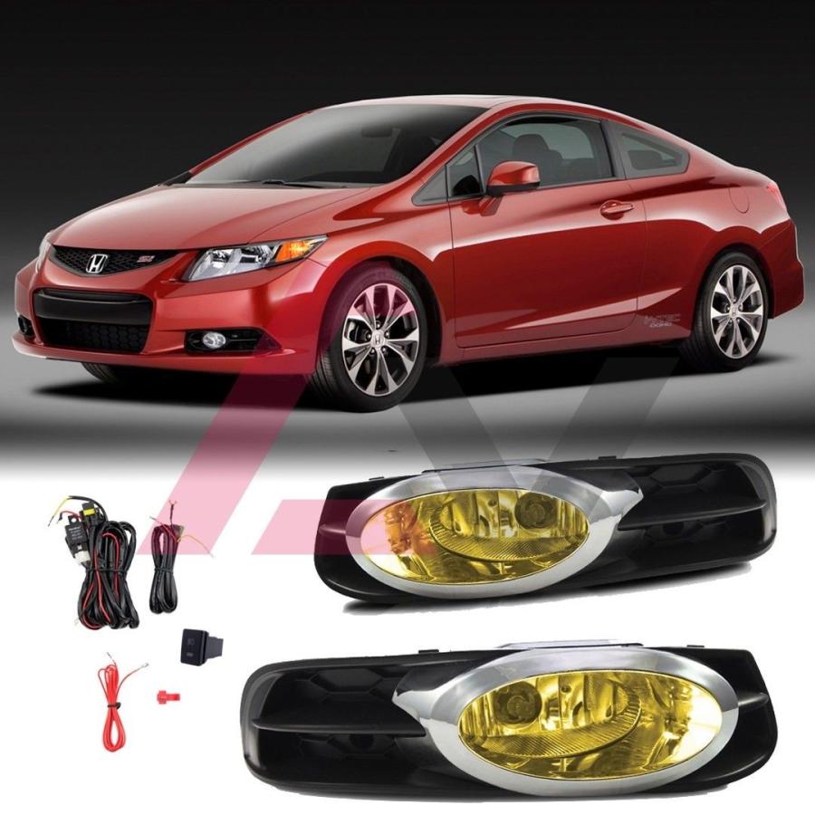 USフォグライト ホンダシビッククーペ12-13工場バンパー交換フィットフォグライトイエローレンズ For Honda Civic Coupe12-1