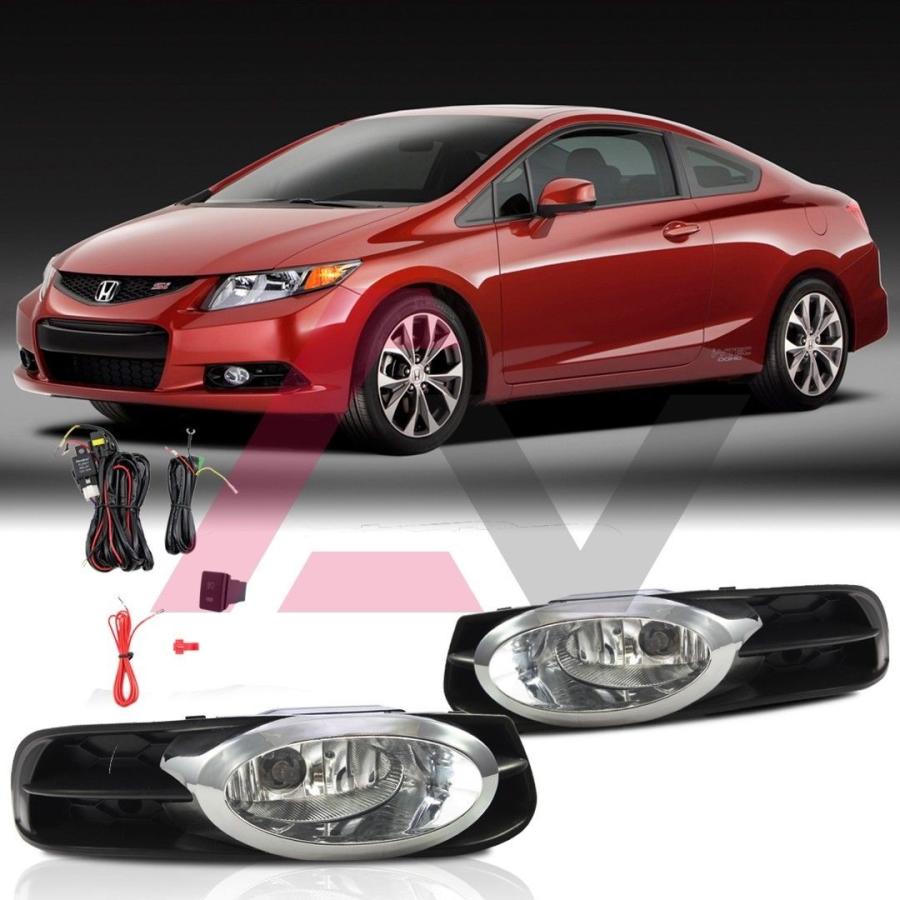 USフォグライト ホンダシビッククーペ12-13工場バンパー交換フィットフォグライトクリアレンズ For Honda Civic Coupe 12-1