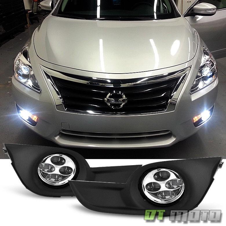 USフォグライト 2013年?2015年Altima Sedan 4クワッドLED DRLフォグランプバンパーランプ+スイッチ For 2013-20