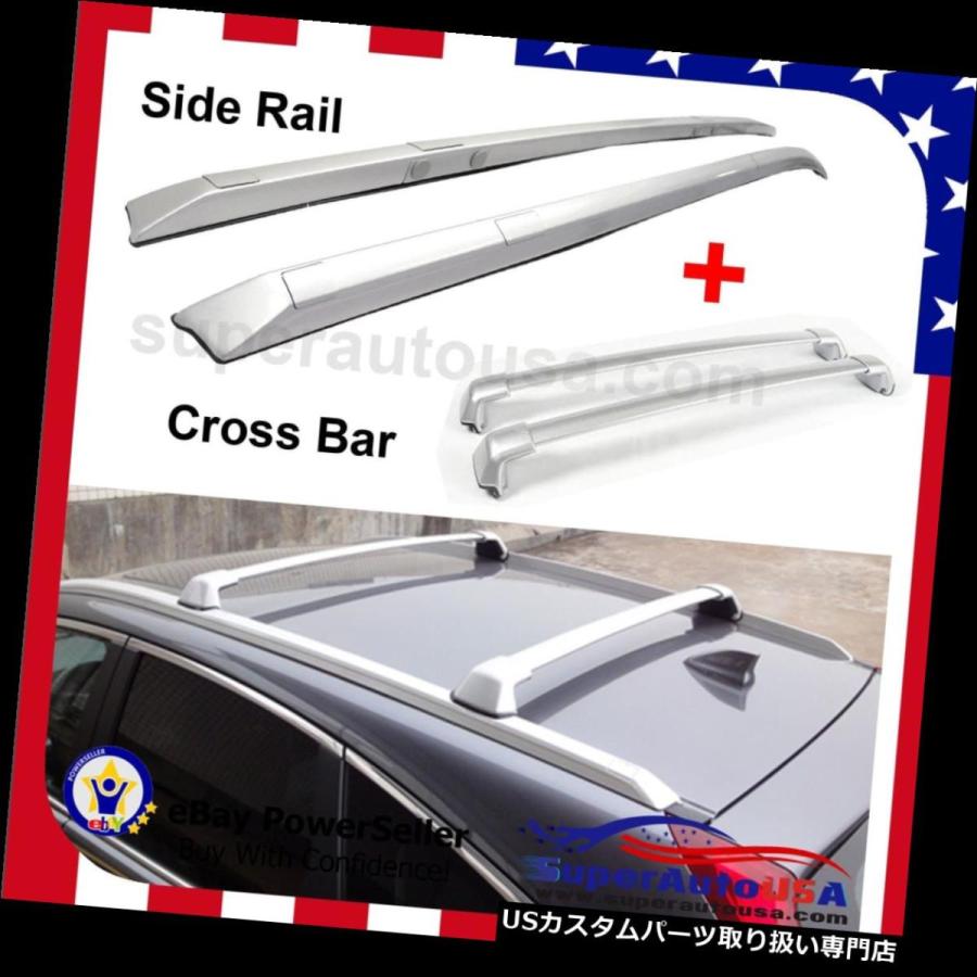 USキャリア 12-16ホンダCRVルーフラックサイドレール+クロスバーシルバーフィットOEファクトリーホール用  For 12-16 Honda