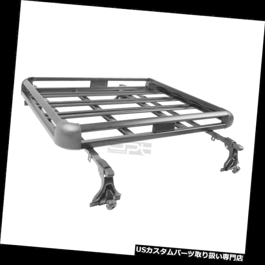 USキャリア 50 \"×38\""調整可能ルーフラックSUVカーゴラゲッジキャリアバスケット+ CROSSBA   Rブラック"_1