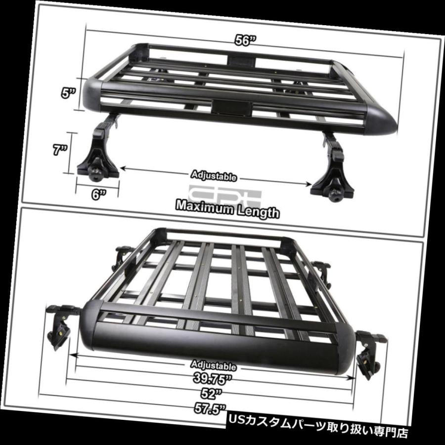USキャリア 50 \"×38\""調整可能ルーフラックSUVカーゴラゲッジキャリアバスケット+ CROSSBA   Rブラック"_2