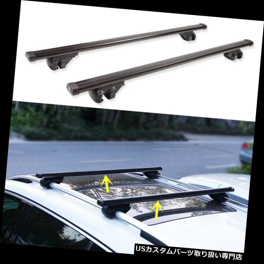 US球歴 スバルフォレスター2008-16用ブラックアルミトップクロスバールーフラゲッジラックボード  For Subaru Forester 自動車-車、バイク、自転車