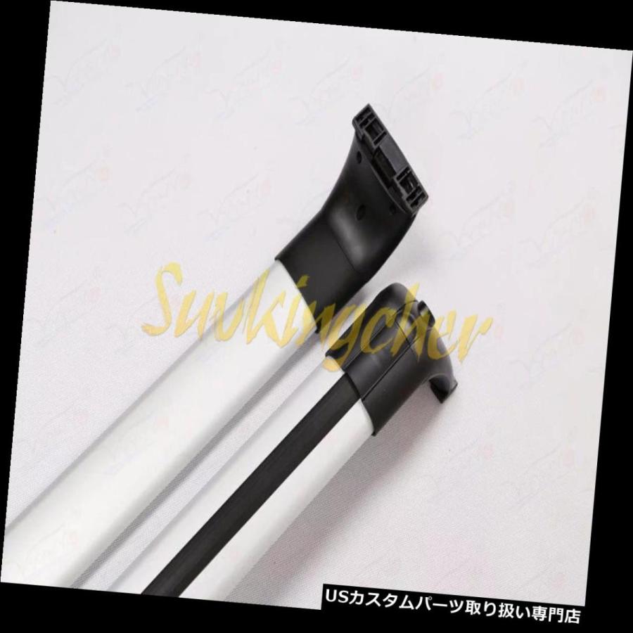 USキャリア ペアシルバーフィットランドローバーディスカバリーLR3 LR4 2004-2015 2016ルーフラッククロスバー  Pair Sil_2