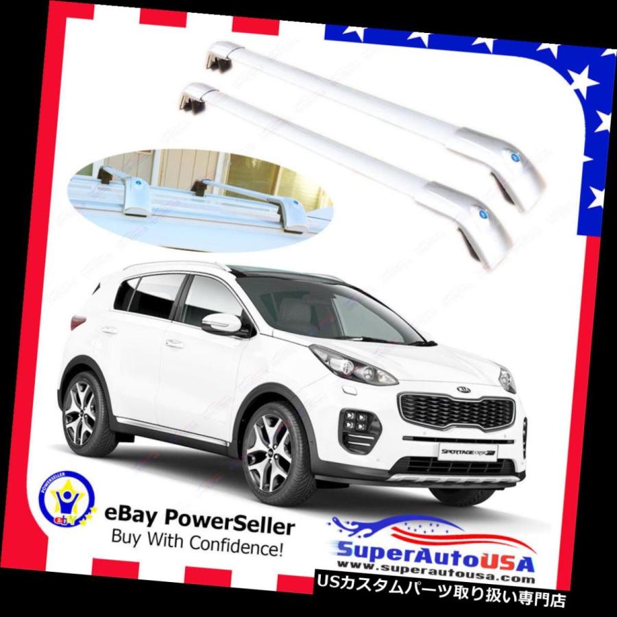 USキャリア トップルーフラックフィット16-19 KIA SPORTAGE手荷物荷物クロスバーンスライダークロスバー  Top Roof Rack