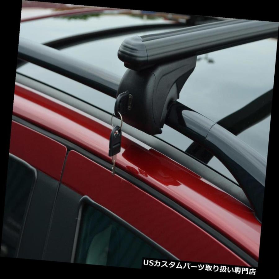 USキャリア ロックできるボルボXC90（2003-15）100KGに合うようにルーフレール用の黒いクロスバー  Black Cross Bars_2