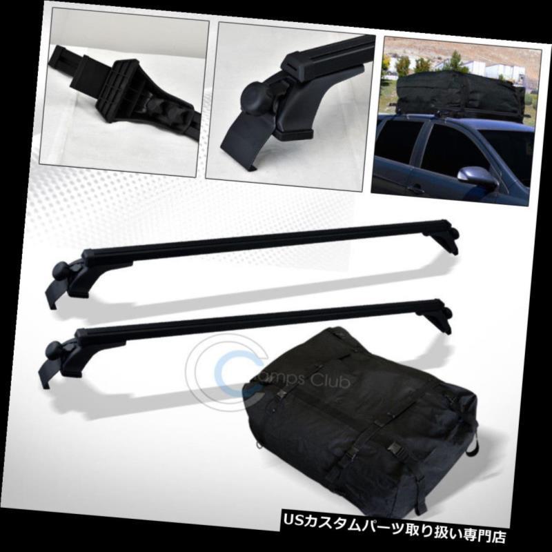 USカーゴ、ルーフ キャリア 50 \"ブラックウィンドウフレームルーフラッククロスバーキット+防水カーゴキャリーバッグC03  50\"" BLACK W"