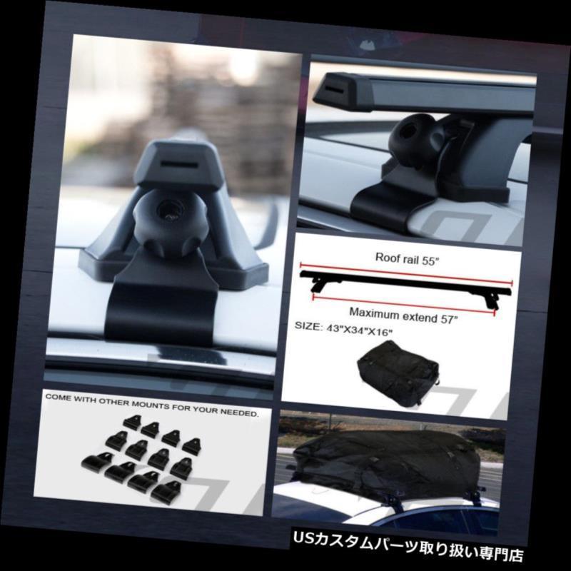USカーゴ、ルーフ キャリア ブラックアルミ55インチウィンドウフレームルーフレールラッククロスバー+カーゴキャリアバッグG02  Black Alu_2