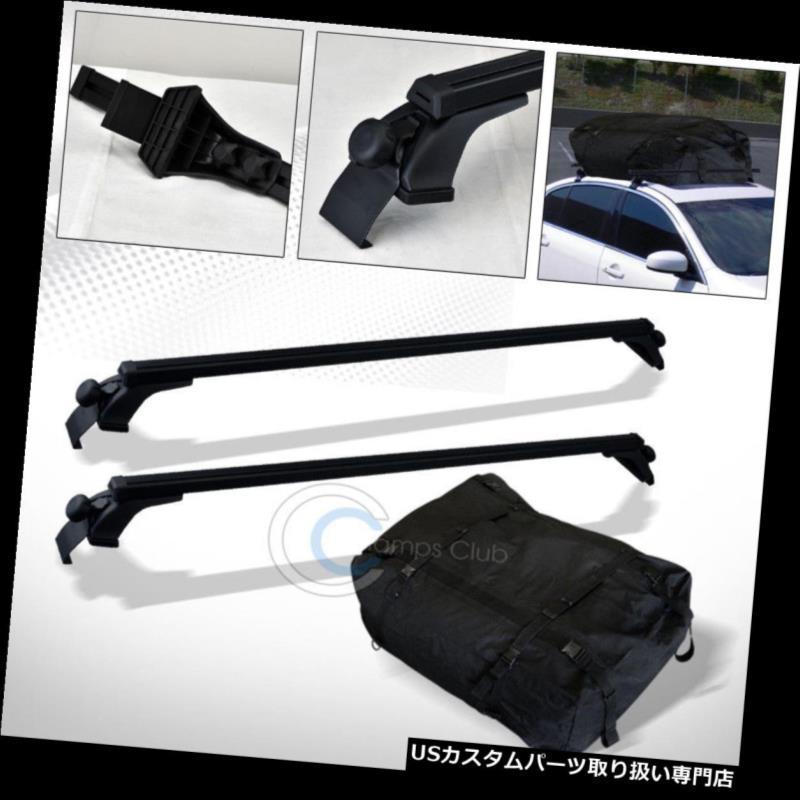 USカーゴ、ルーフ キャリア 55 \"ブラックウィンドウフレームルーフラッククロスバーキット+防水カーゴバッグC09  55\"" BLACK WINDO"