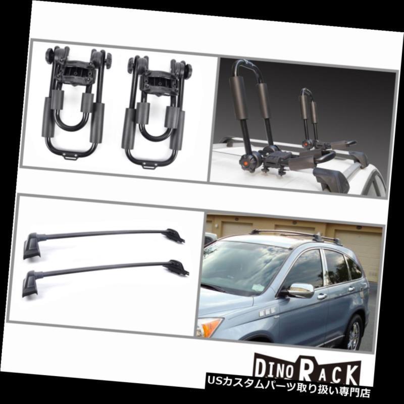 USカーゴ、ルーフ キャリア フィット07-10ホンダCR-V Blkアルミルーフラッククロスバー+ Jバーカヤックキャリア新しい  Fit 07-1