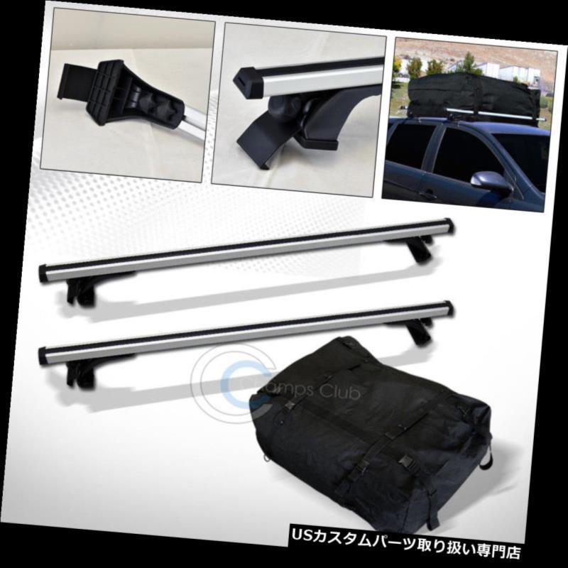 USカーゴ、ルーフ キャリア 55 \"シルバーウィンドウフレームルーフラッククロスバーキット+防水カーゴバッグC09  55\" SILVER WIND