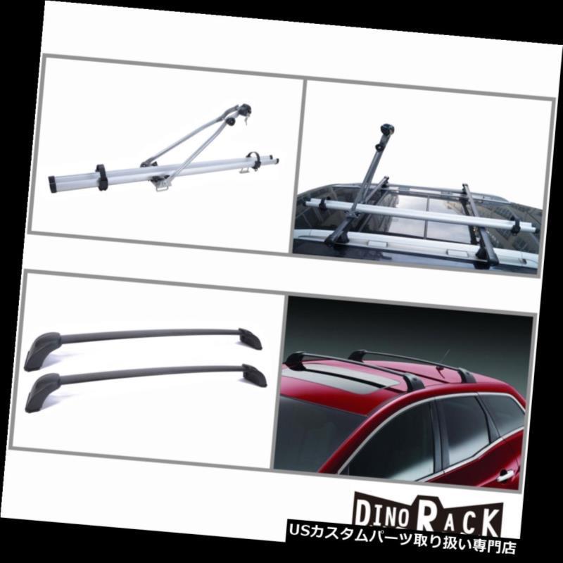 USカーゴ、ルーフ キャリア 07-12マツダCX-7ブラックアルミルーフラッククロスバー+自転車アップライトキャリア  Fit 07-12 Mazd