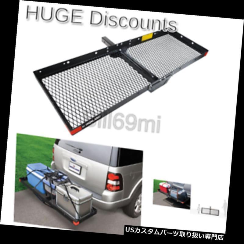 カーゴ ルーフ キャリア 60 "×20"ヒッチマウント折りたたみ貨物キャリアブラックスチール荷物バスケット500ポンド 60"x20