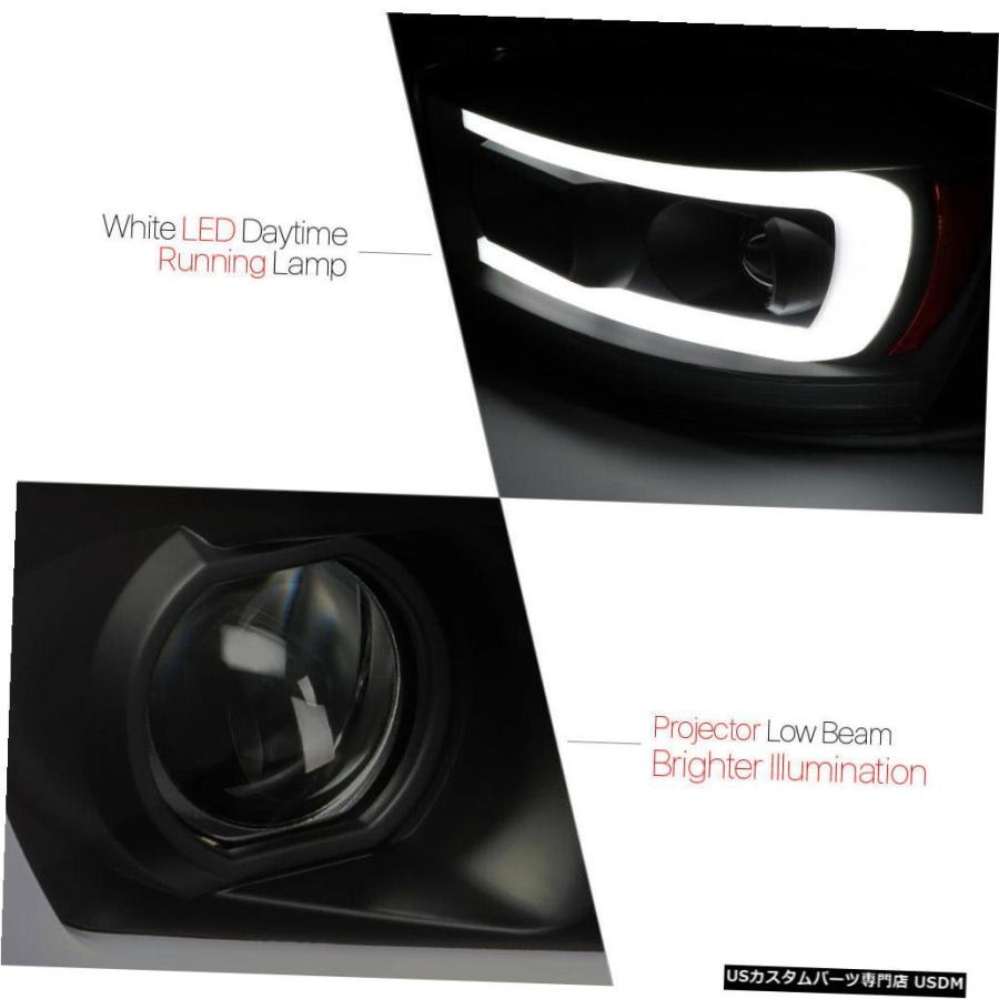 ヘッドライト Fits 2006-2009 Ram <LED C-BAR/SEQUENTIAL> Smoke/Am_1