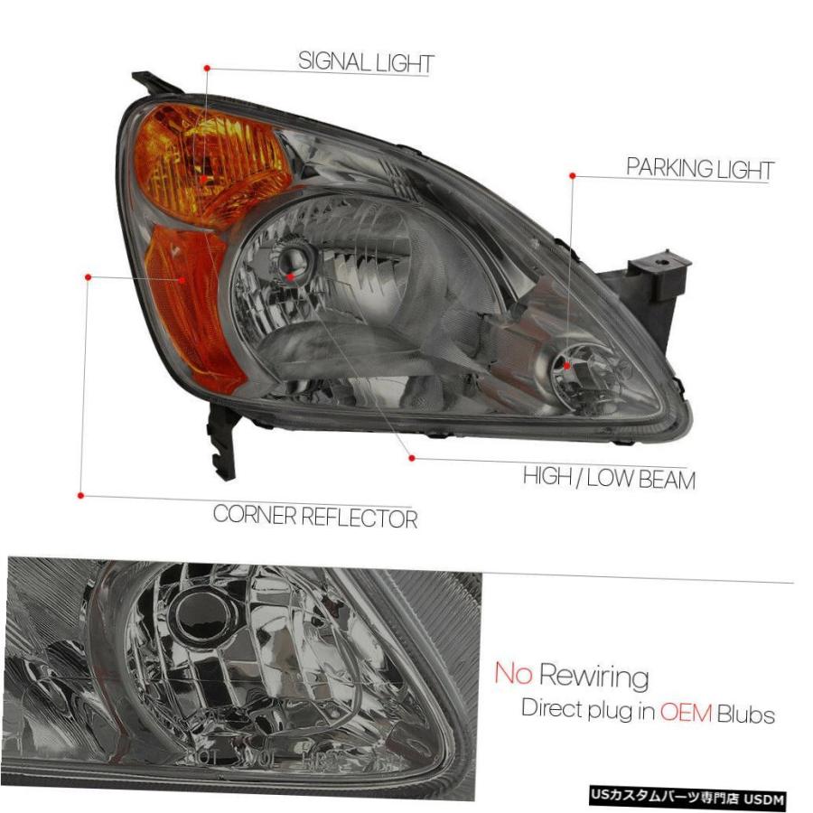 ヘッドライト 2002- 2004年ホンダCR-V RD4 [Chrome / Smo ke]アンバー