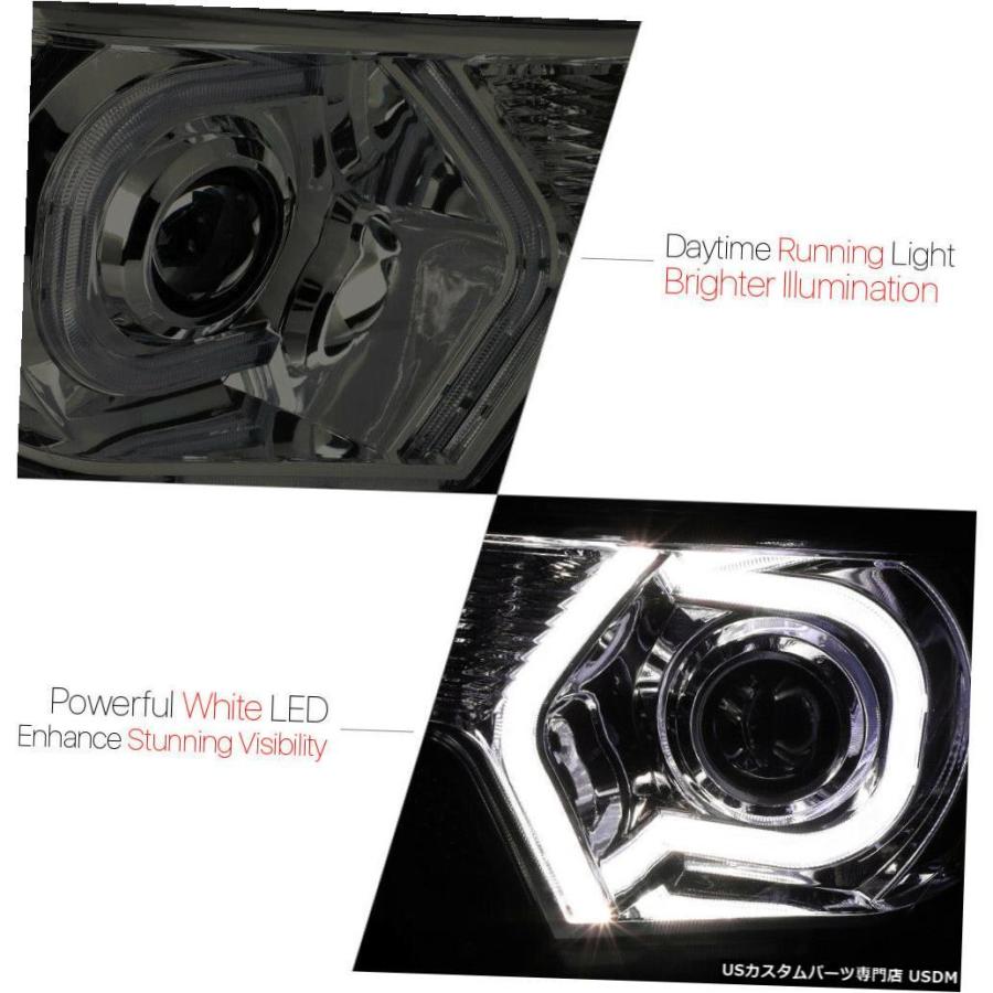 ヘッドライト  Fits 2012-2015 Tacoma <LED C-BAR 3D DRL> Smoke/Amber Corner Pの画像