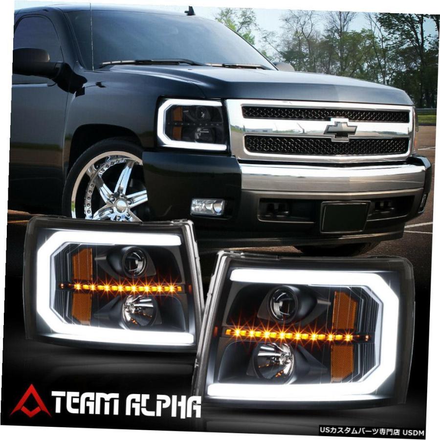 ヘッドライト  Fits 2007-2014 Silverado <LED C-BAR DRL/SEQUENTIAL SIGNAL> Sm