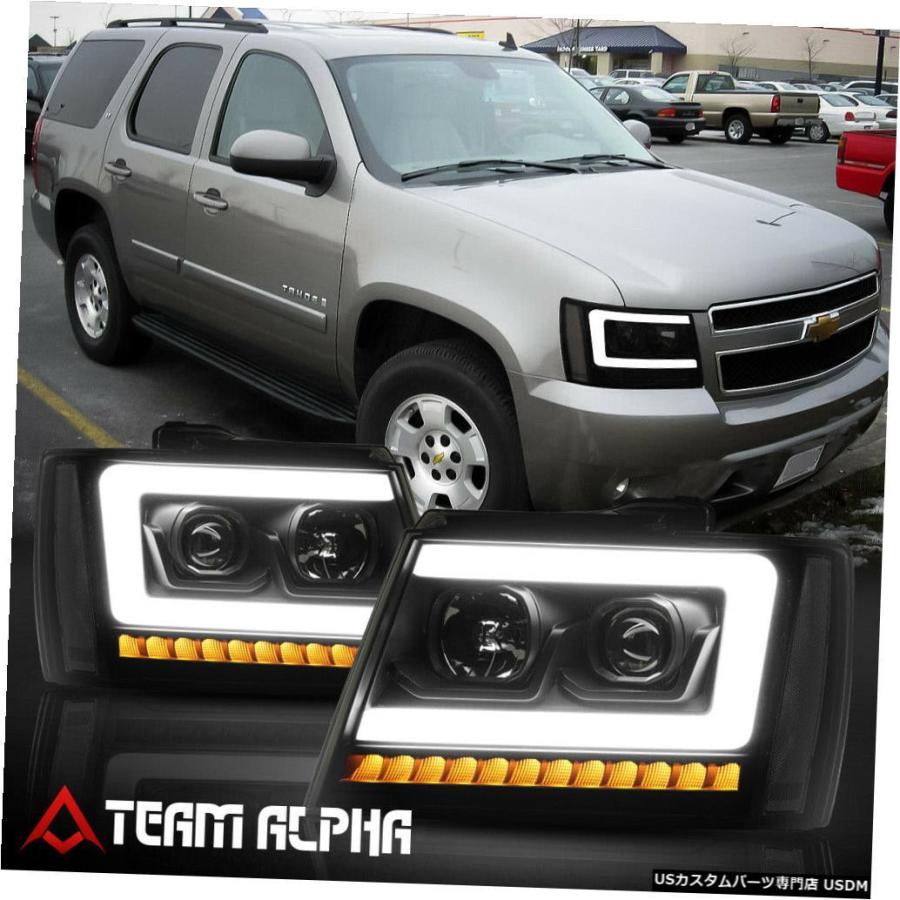 ヘッドライト Fits 2007-2014 Tahoe <LED DRL/SEQUENTIAL SIGNAL> Black/Smoke
