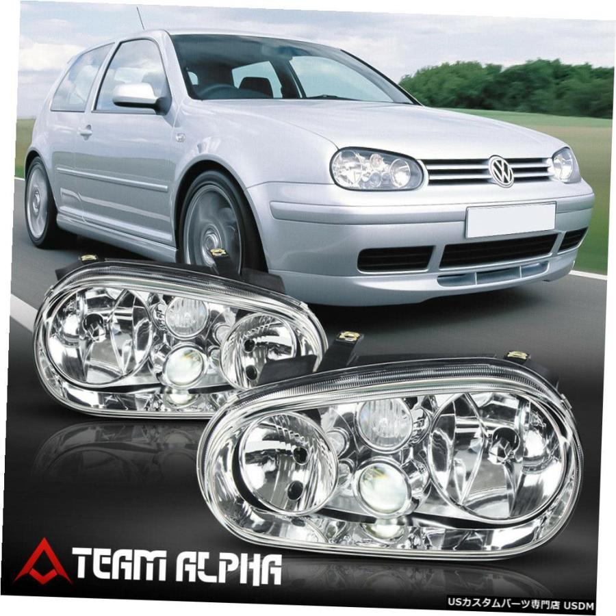 ヘッドライト 1999-2006 VW Golf / Cabrio MK4 IVに適合[Chrome Clear