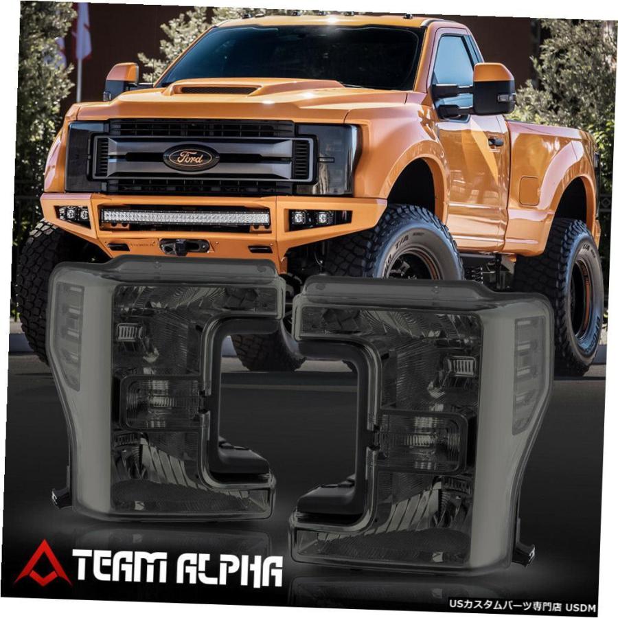 ヘッドライト 2017-2019フォードF250 / F350 SDに適合[クローム/スモーク]クリアコーナーヘッドライトヘッドランプ  Fits 2
