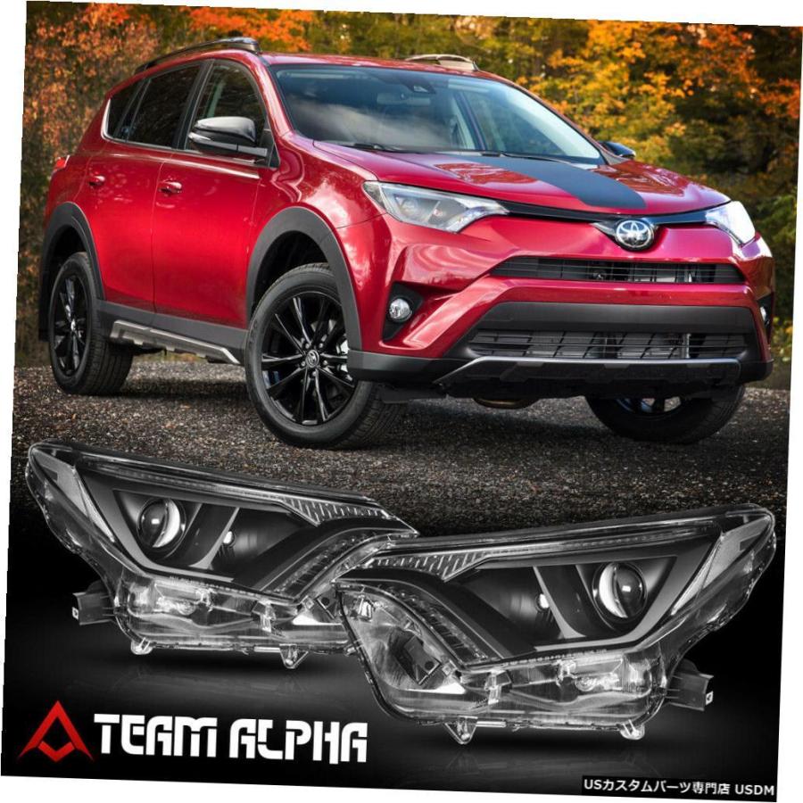 ヘッドライト 2016-2018トヨタRav4 [ブラック/クリア]クリスタルコーナープロジェクターヘッドライトランプに適合 Fits 2016-2