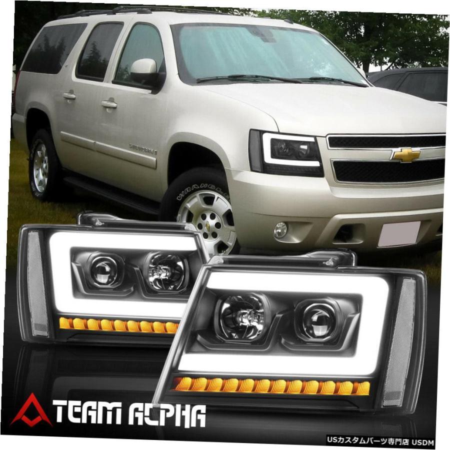 ヘッドライト Fits 2007-2014 Tahoe <LED DRL/SEQUENTIAL SIGNAL> Black/Clear