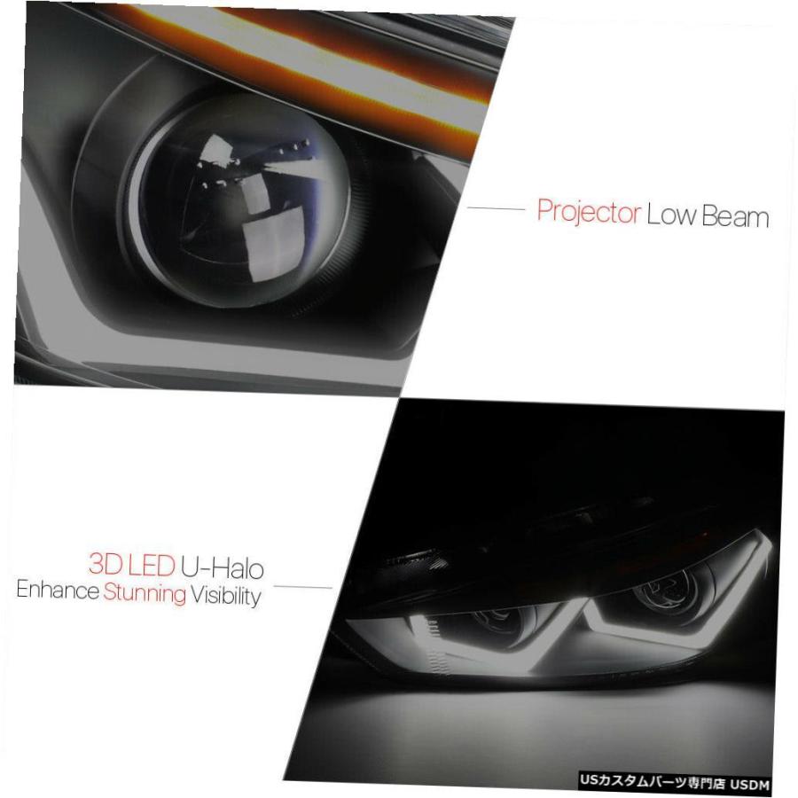 ヘッドライト  Fits 2015-2018 Focus<DUAL LED U-BAR>Black/Smoke/Clの画像